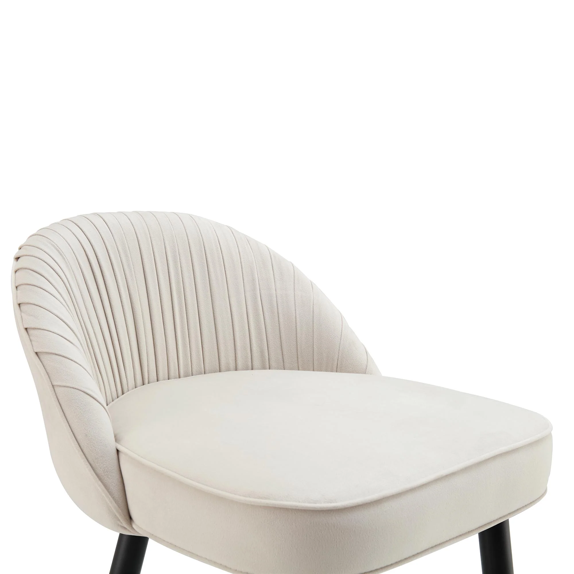 Miyae Set of 2 Pleated Champagne Beige Velvet Upholstered Counter Stools - Image 9
