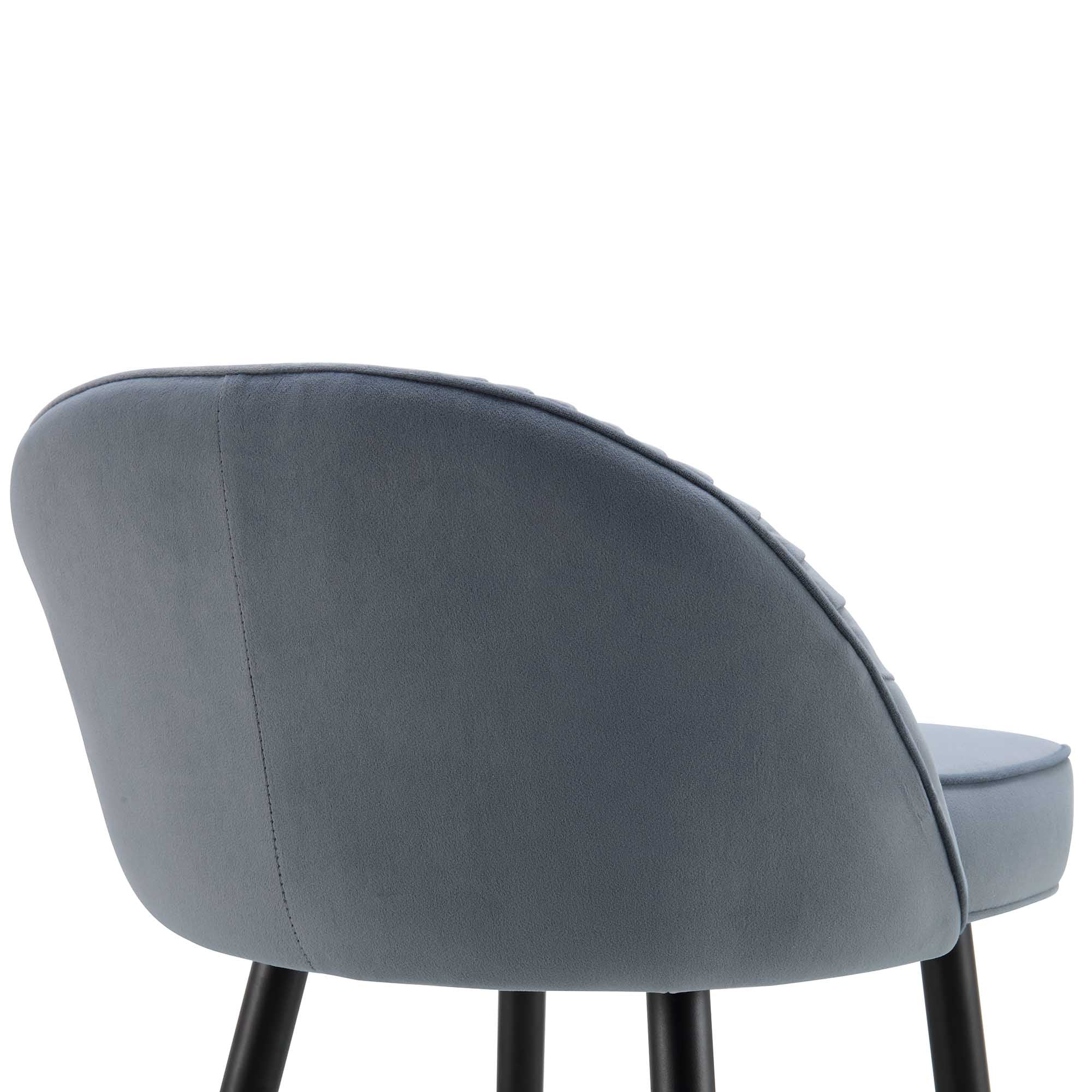 Miyae Set of 2 Pleated Light Grey Velvet Upholstered Counter Stools - Image 10