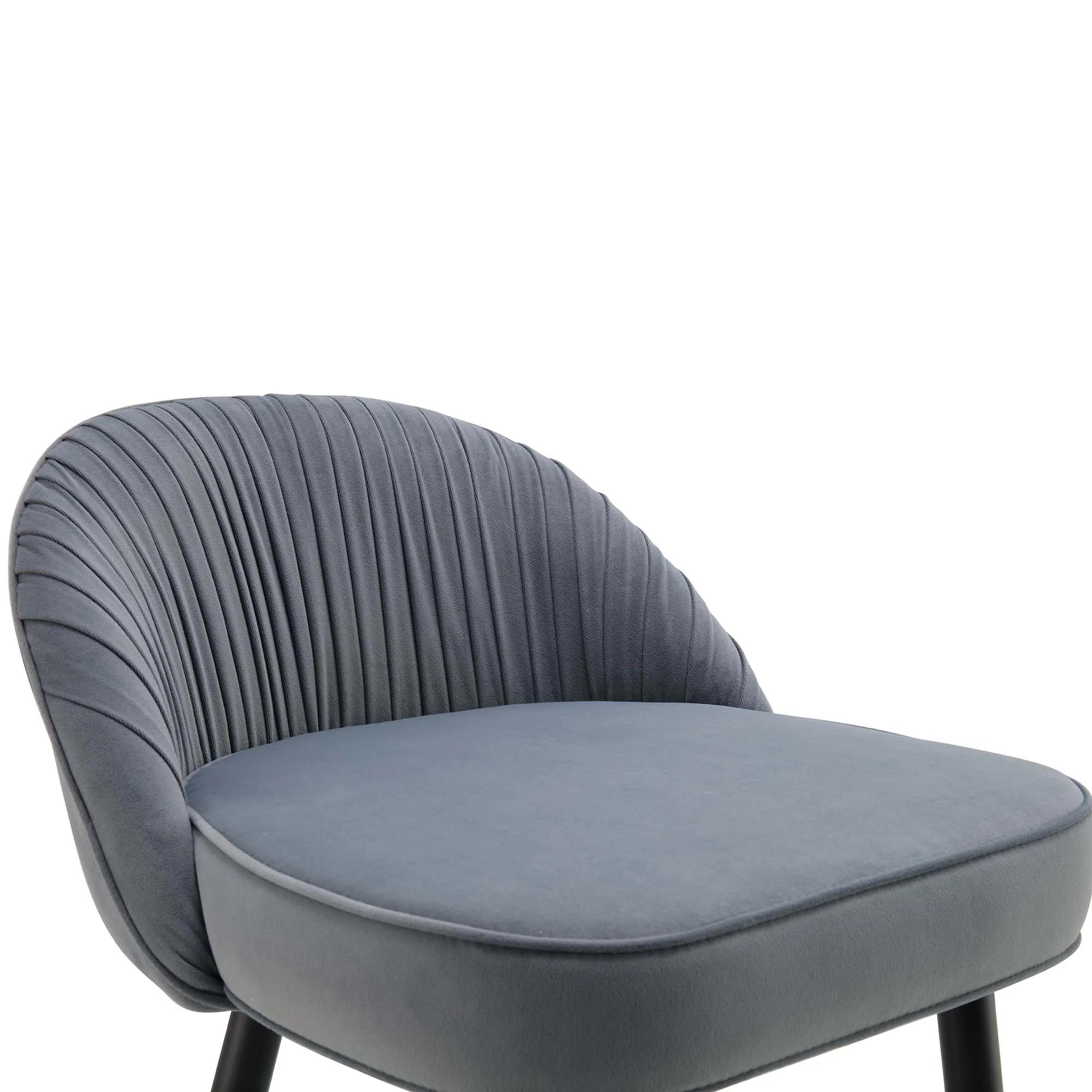 Miyae Set of 2 Pleated Light Grey Velvet Upholstered Counter Stools - Image 9