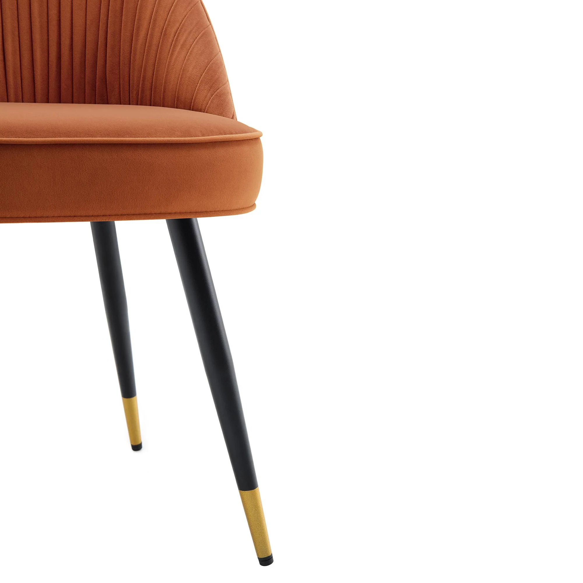 Miyae Set of 2 Pleated Burnt Orange Velvet Upholstered Dining Chairs - Image 11