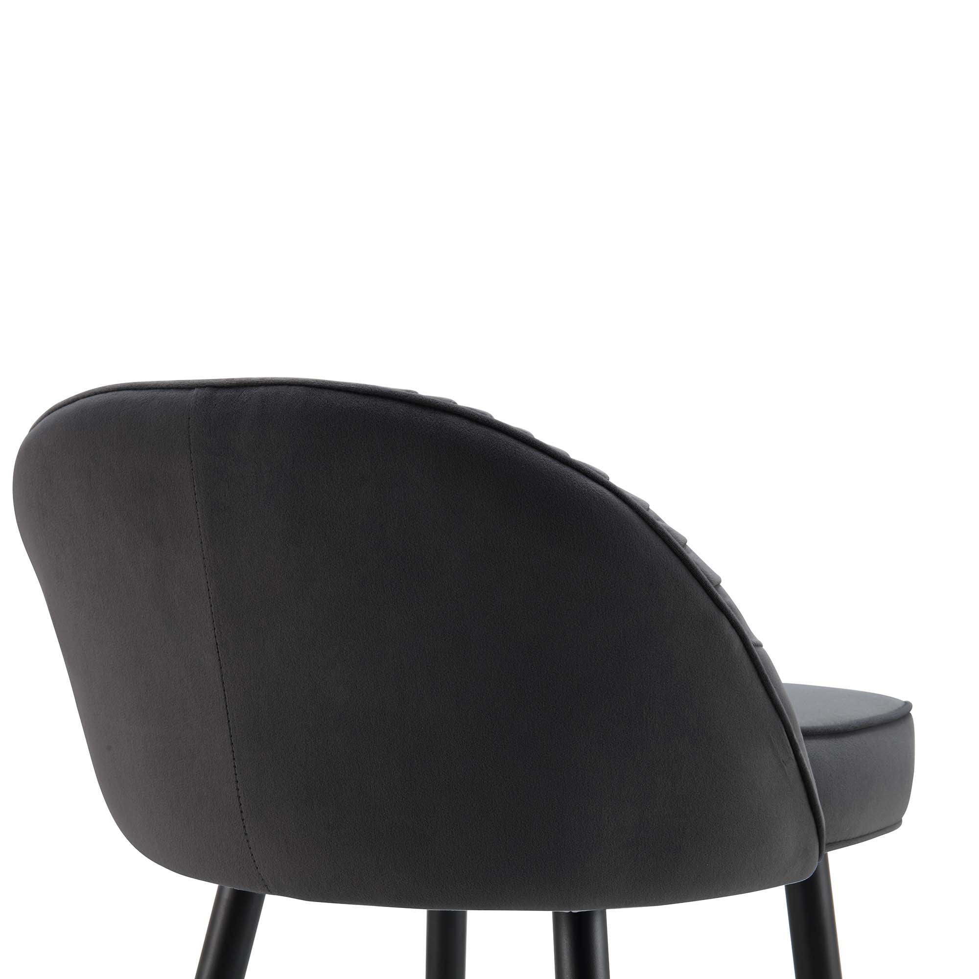 Miyae Set of 2 Pleated Charcoal Velvet Upholstered Counter Stools - Image 10