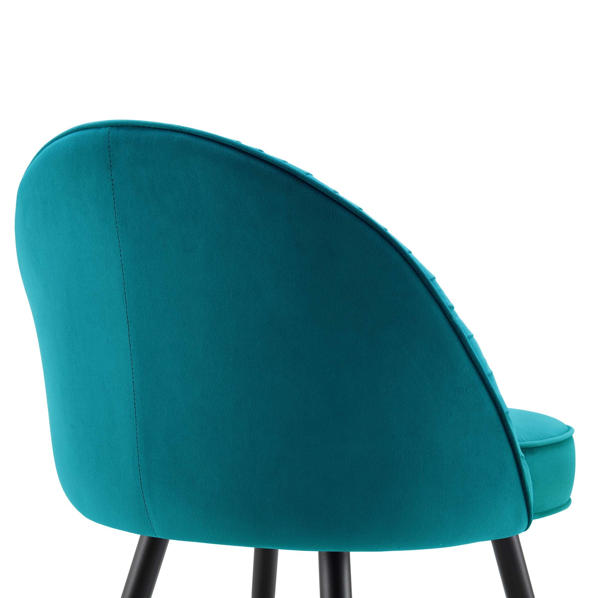 Miyae Set of 2 Pleated Teal Velvet Upholstered Dining Chairs - Image 10