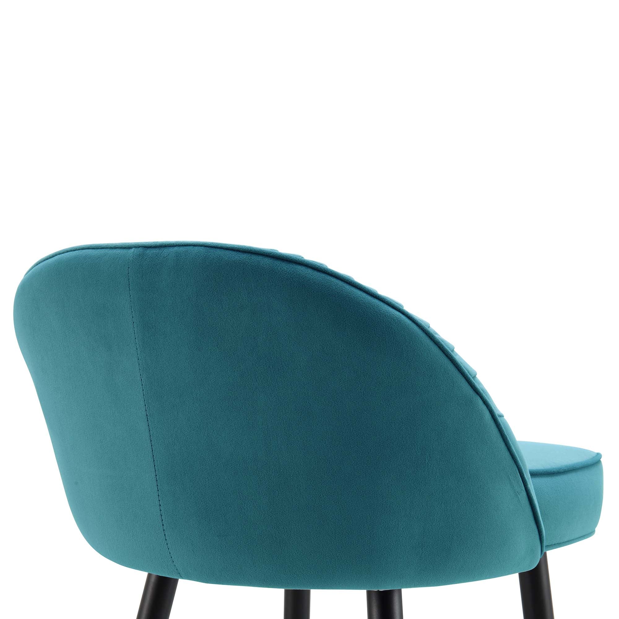 Miyae Set of 2 Pleated Teal Velvet Upholstered Counter Stools - Image 10