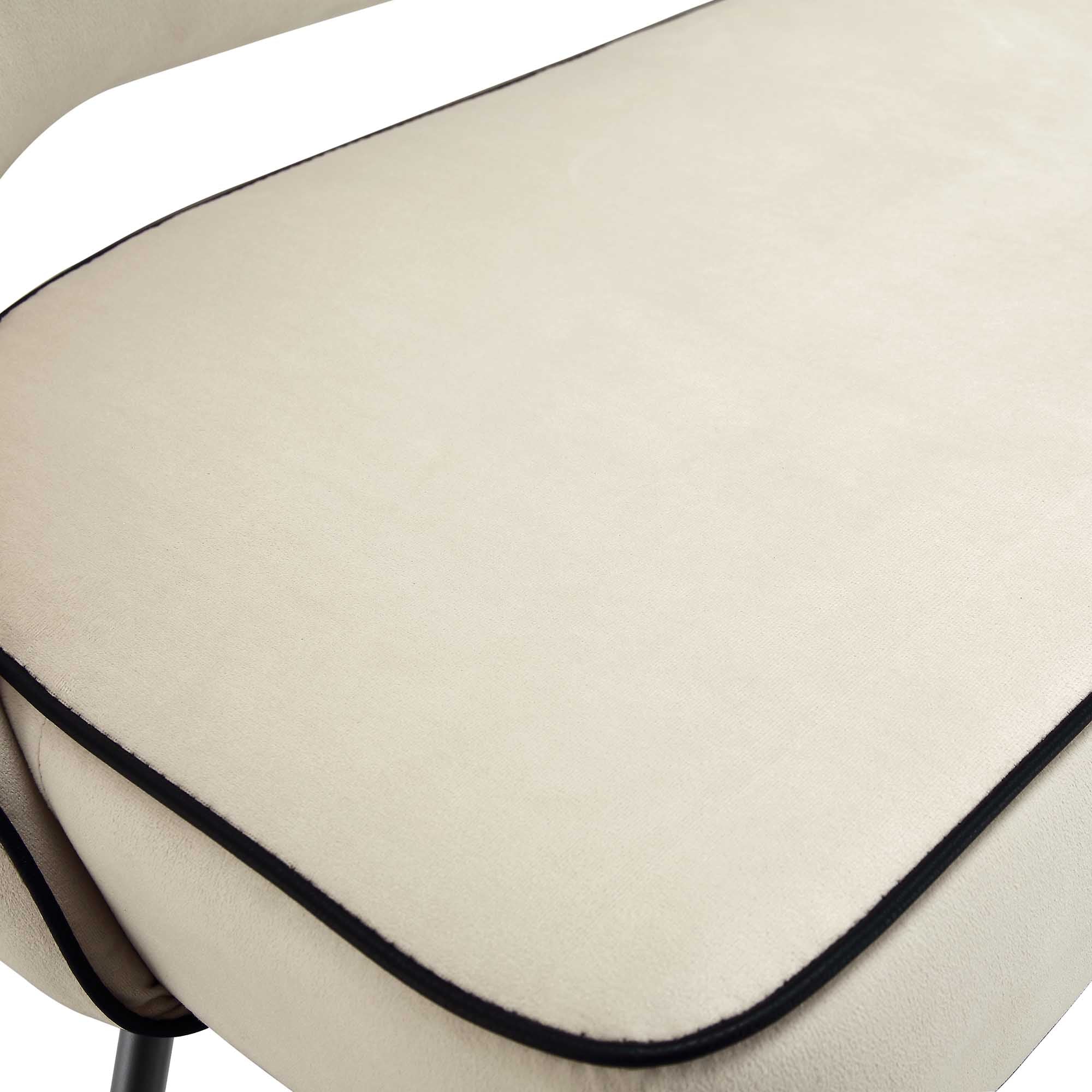 Oakley Champagne Velvet Upholstered 3 Seater Dining Bench with Contrast Piping - Image 11