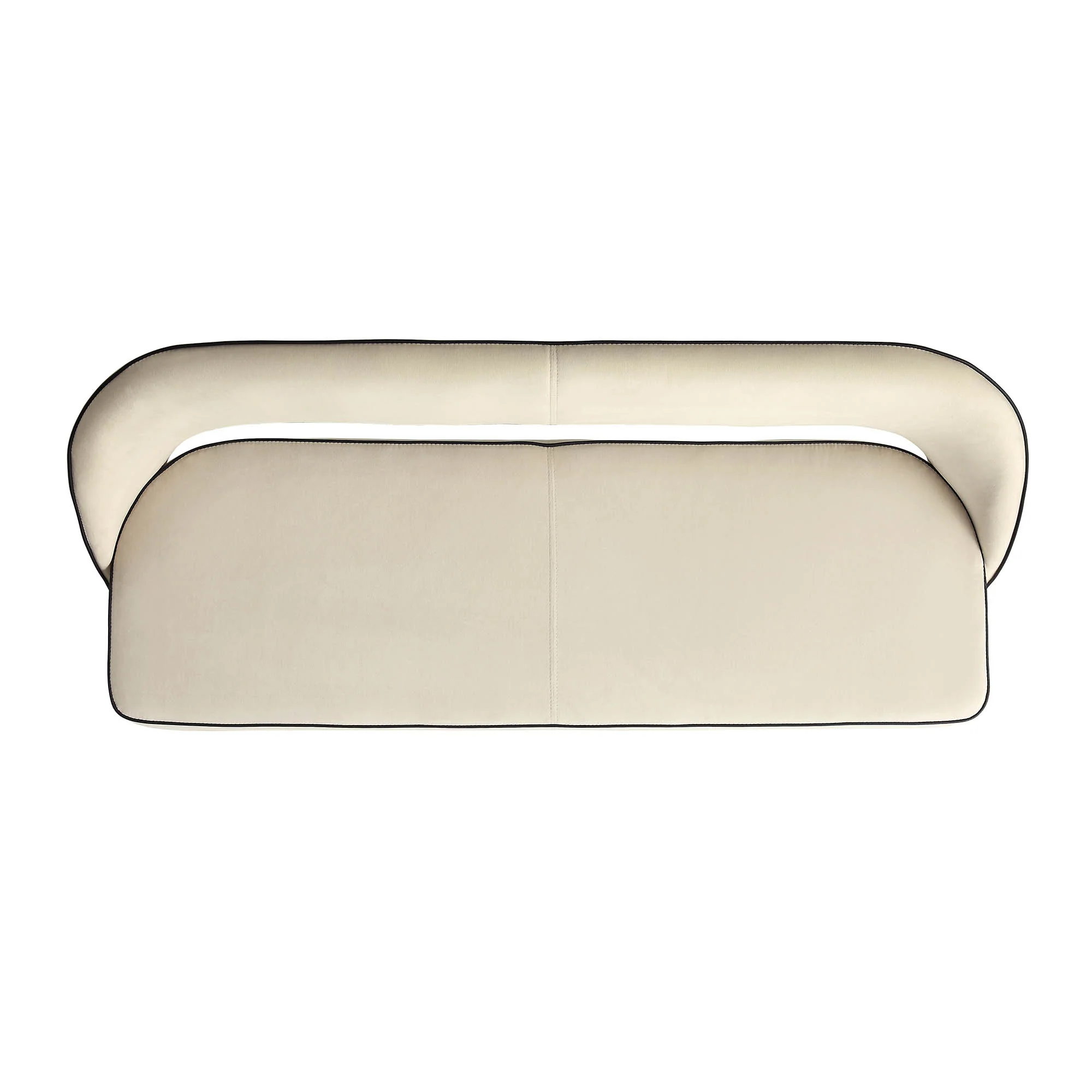 Oakley Champagne Velvet Upholstered 3 Seater Dining Bench with Contrast Piping - Image 8