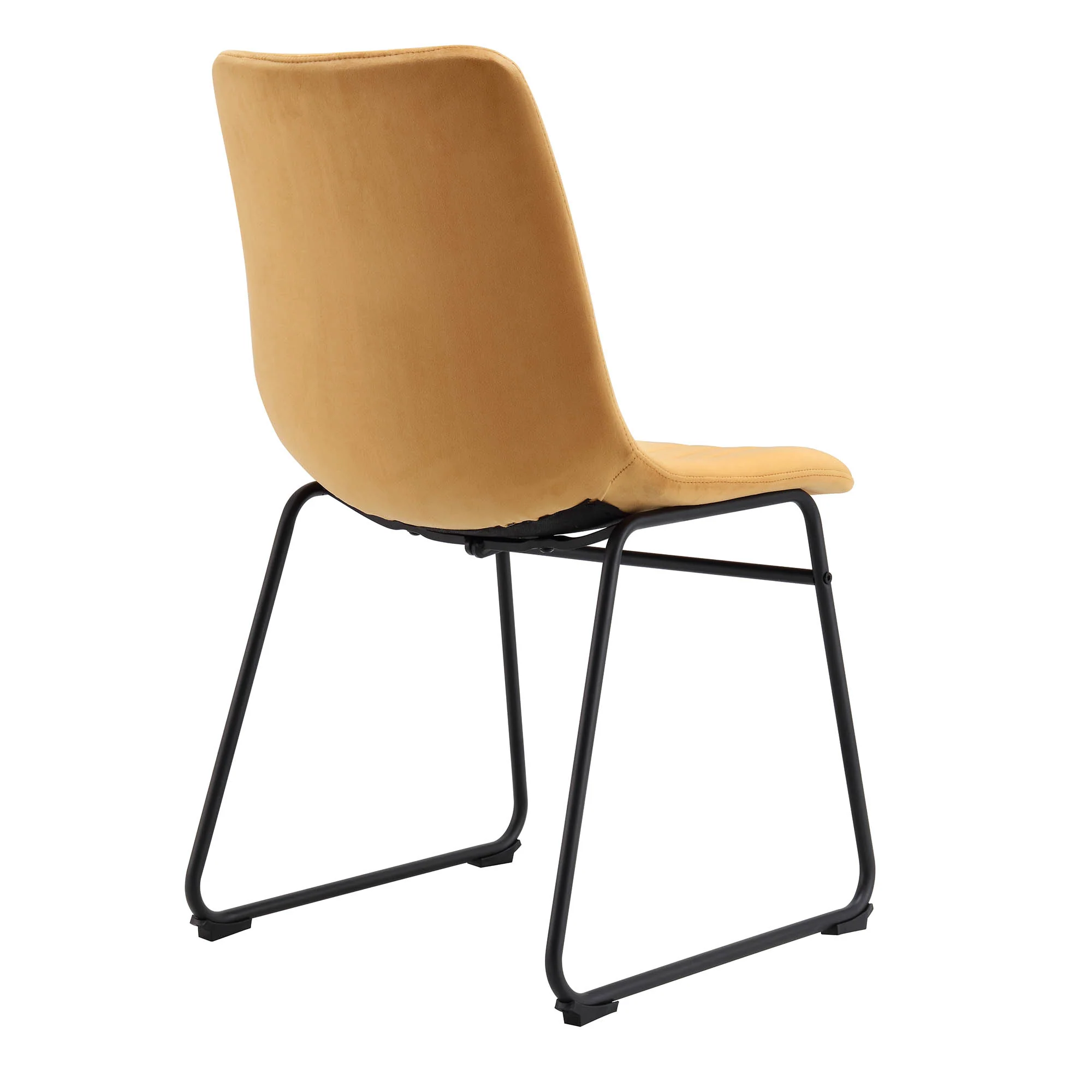 Sutton Set of 2 Mustard Yellow Velvet Fabric Fluted Dining Chairs with Metal Frame - Image 8